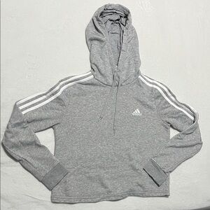 Adidas Heather Gray Hoodie with White Accents